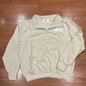 SoulCycle beige quarter zip, NWOT, Large